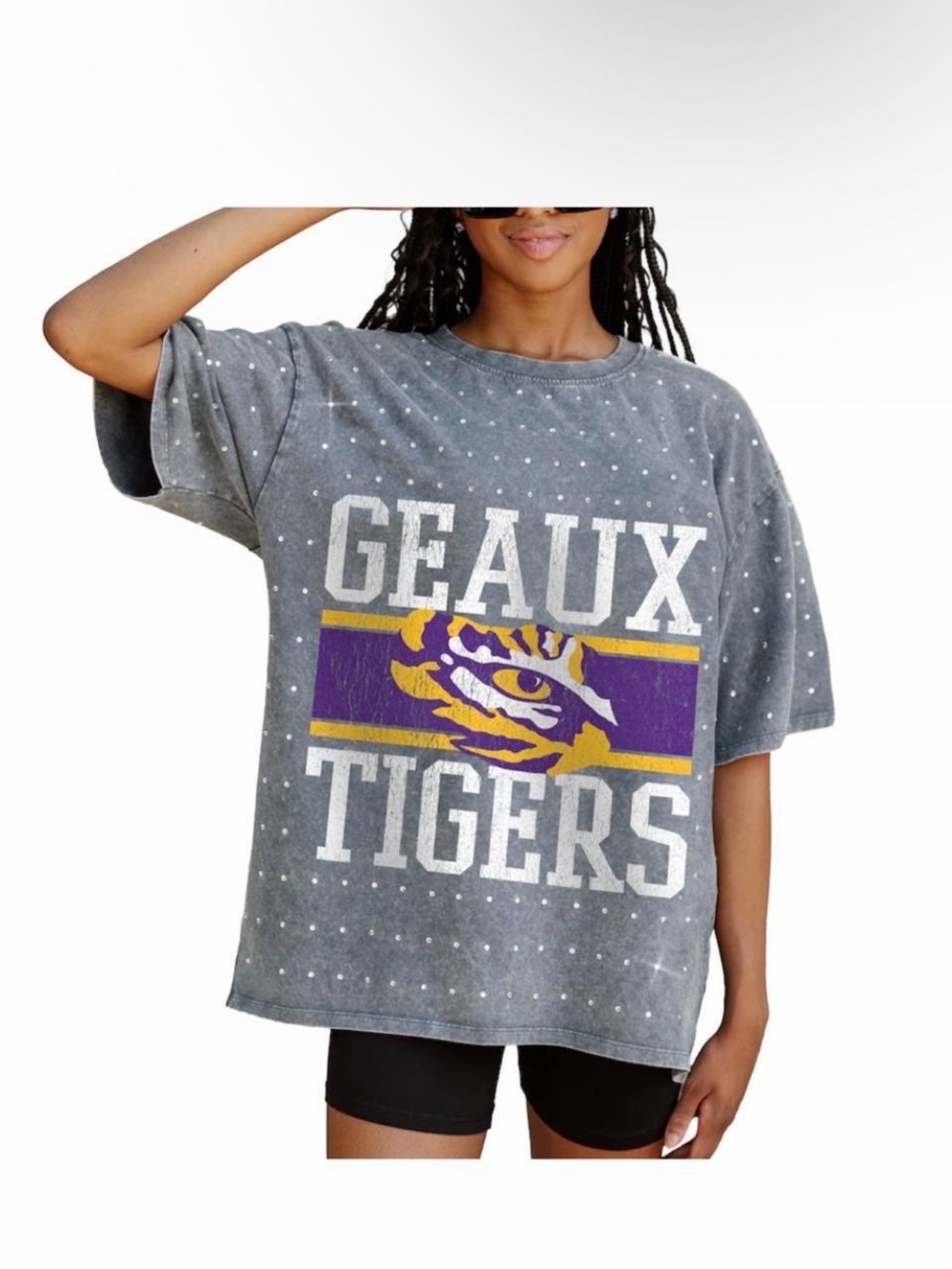 NWT Women’s LSU Tigers grey tee with rhinestones Size XL